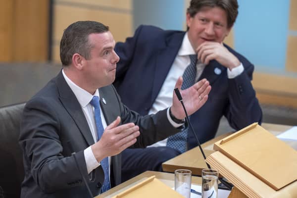 Scottish Conservative leader Douglas Ross during First Minister's Questions at the Scottish Parliament. Picture: Jane Barlow/PA Wire 