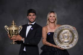 Wimbledon defending champions Carlos Alcaraz and Marketa Vondrousova.