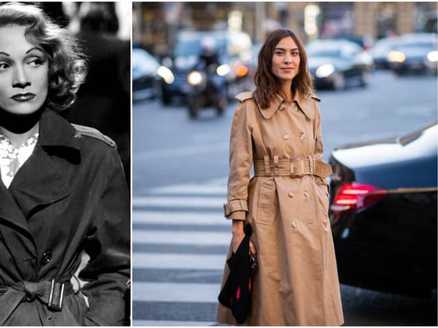 Simple, sleek, stylish: Marlene Dietrich and Alexa Chung working a ladies’ trench
