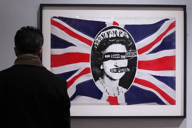 God Save The Queen was created by artist Jamie Reid - who will take part in Nuart Aberdeen 2023 - for the Sex Pistols in 1977. Image: Getty 