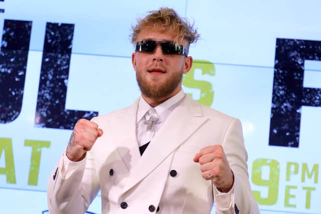 Jake Paul during a press conference for his match against Tommy Fury. Image: Getty