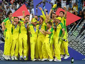 Aaron Finch lifts ICC World Cup Trophy with Australia in 2021