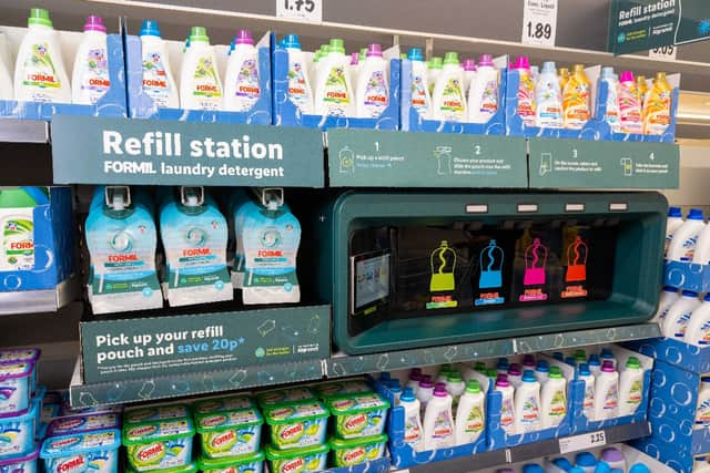 Lidl’s smart refill machines will be located on-shelf in the store’s laundry detergent section