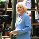 Presenter of the Centre Court Centenary Ceremony, BBC Presenter & Former Tennis Player, Sue Barker smiles on day seven of The Championships Wimbledon 2022 at All England Lawn Tennis and Croquet Club on July 03, 2022 in London, England. (Photo by Ryan Pierse/Getty Images)