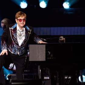 Sir Elton John performs onstage during the Farewell Yellow Brick Road tour at Dodger Stadium on November 17, 2022 in Los Angeles, California. (Photo by Scott Dudelson/Getty Images)