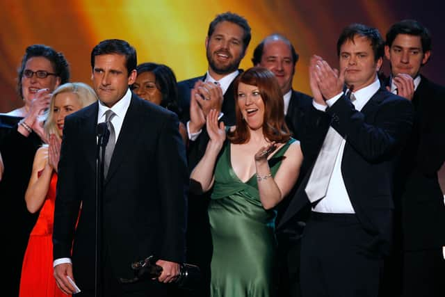 The cast of "The Office" accepts the Outstanding Ensemble in a Comedy Series onstage at the 13th Annual Screen Actor Guild Awards