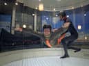 Richard Gullick tries out indoor skydiving at the Bear Grylls Adventure, Birmingham.