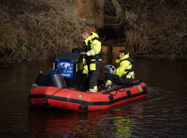 <p>Specialists search the River Wyre this morning (February 6).</p>