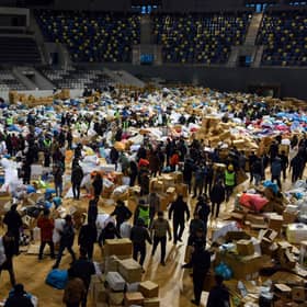 Azerbaijanis collect humanitarian aid to help those affected by Monday's massive 7.8-magnitude earthquake that struck Turkey and Syria