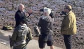 Bill Bailey was spotted filming a mystery show in a sunny seaside town. 