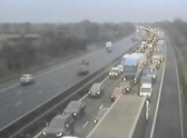 Traffic stretches over four miles on the M4 after the incident