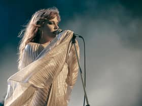 Riley Keough as Daisy Jones in Daisy Jones & The Six, performing in a style reminiscent of Stevie Nicks (Credit: Lacey Terrell/Prime Video)