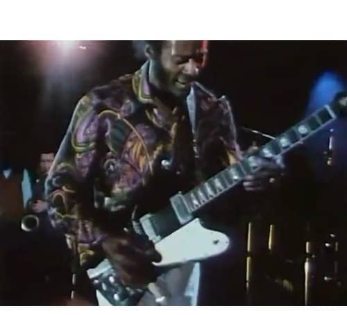 The guitar which is up for auction being used by Chuck Berry (Photo: Gardiner Houlgate)
