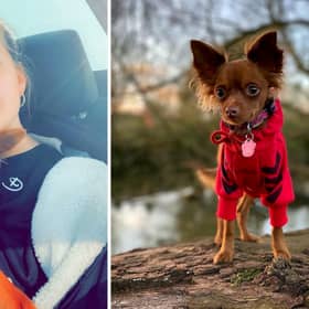 Sofie Hawkins and her dog, Harleigh.
