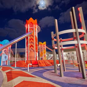 A brand new £2.5 million interactive children’s playground has opened in UK with 24-metre see-saw