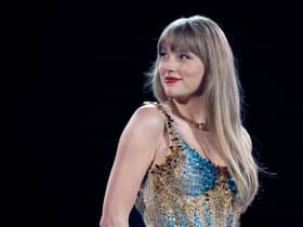 Taylor Swift on the first night of her Eras Tour at AT&T Stadium in Arlington, Texas, on March 31, 2023. (Photo by Suzanne Cordeiro/AFP via Getty Images)