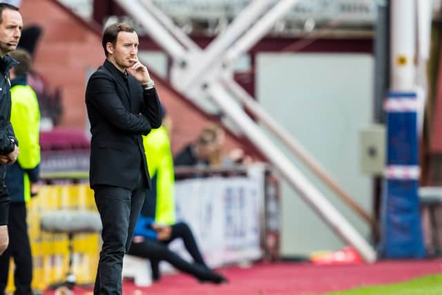 Ian Cathro on the Hearts touchline during a League Cup match against Dunfermline in July, 2017.