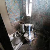 A house of horrors where potential buyers are banned from viewing it in person and the loo is taped off with ‘do not use’ labels is set to go under the hammer.