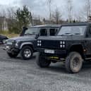 Munro EV, pictured beside a mid-teens Land Rover Defender at Gleneagles Estate