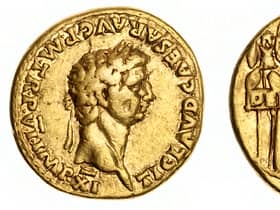 The gold aureus celebrating the conquest in AD 43 was uncovered among the ruins of a suburb five kilometres north of the archaeological site in southern Italy’s Campania region.