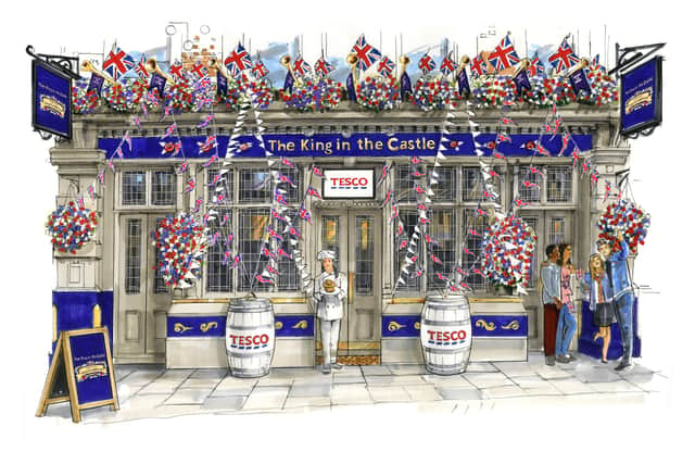 An illustration has been released of the new Tesco pub created to celebrate the coronation 