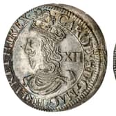 This King Charles I shilling struck during the English Civil War has sold for a world record £12,600. 