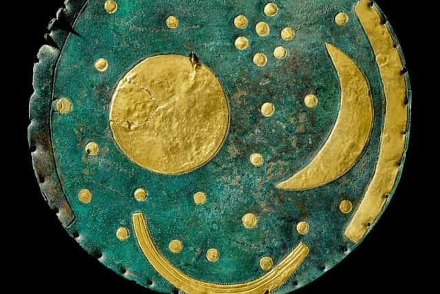 Nebra Sky Disc, Germany, about 1600BC (photo: State Office for Heritage Management and Archaeology Saxony-Anhalt, Juraj Lipták)