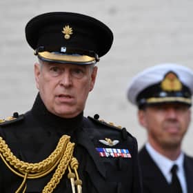 Britain's Prince Andrew, Duke of York, attends a ceremony commemorating the 75th anniversary of the liberation of Bruges on September 7, 2019 in Bruges. (Photo by JOHN THYS / AFP) (Photo by JOHN THYS/AFP via Getty Images)