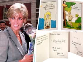 Princess Diana's adult humour greetings cards featuring sexual innuendos she sent to the King of Greece