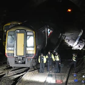 The scene near Fisherton Tunnel between Andover and Salisbury where a train heading to Bristol crashed