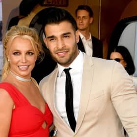 Britney Spears and Sam Asghari arrive at the premiere of Sony Pictures' "One Upon A Time...In Hollywood" (Photo: Kevin Winter/Getty Images)