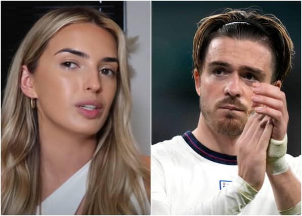 Sasha Attwood, the girlfriend of England and Aston Villa star Jack Grealish, has said she was sent 200 death threats a day (Sasha Rebecca YouTube / Getty Images)