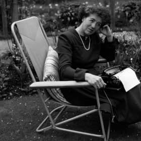 Children's writer Enid Blyton sitting in her garden in Beaconsfield, Buckinghamshire (Photo: George Konig/Getty Images)