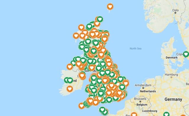 HeartSafe has a map of the UK's publicly available defibrillators (HeartSafe)
