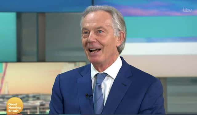 Tony Blair appeared opposite Alastair Campbell and Susanna Reid (ITV)