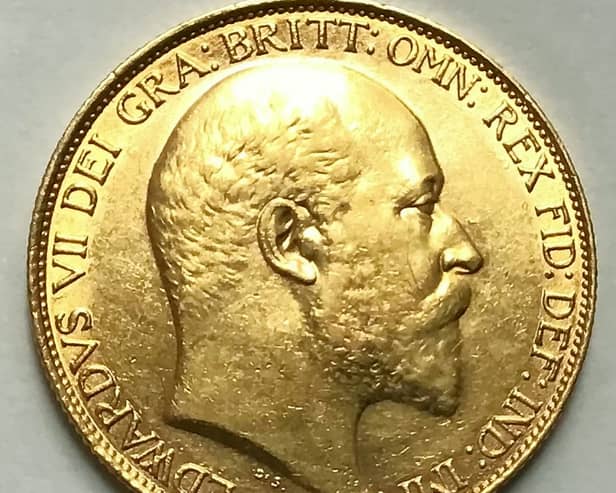 The treasure trove found scattered across the home included a gold Edward VII £2 coin from 1902. 