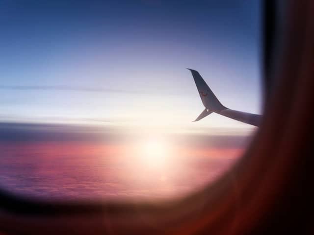 View out of the window of a boeing 737 by TUI fly airline. (Shutterstock)