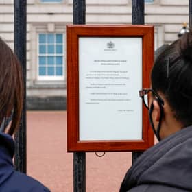 The Duke of Edinburgh's death was confirmed with the age-old tradition of placing a notice on the railings of Buckingham Palace
(Photo by John Phillips/Getty Images)