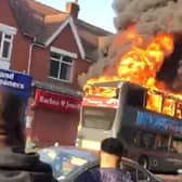 Watch the moment a National Express bus burst into flames following an arson attack
