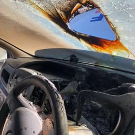 The shocking image was shared by Nottinghamshire Fire and Rescue who were called in to tackle the blaze.