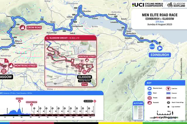 The UCI Cycling World Championship Men Elite Road Race route