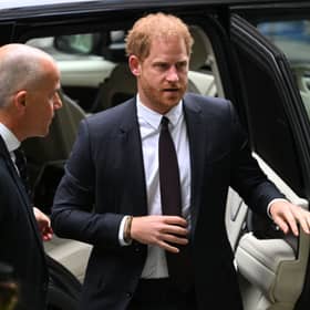 Prince Harry, Duke of Sussex arrives to give evidence at the Mirror Group Phone hacking trial at the Rolls Building at the High Court on June 6, 2023. (Photo by Leon Neal/Getty Images)