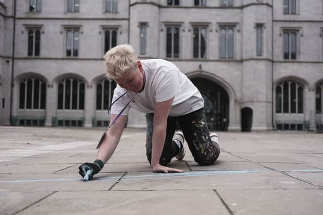 KMG preparing ahead of Nuart's Chalk Don't Chalk event in 2023. Image: Conor Gault