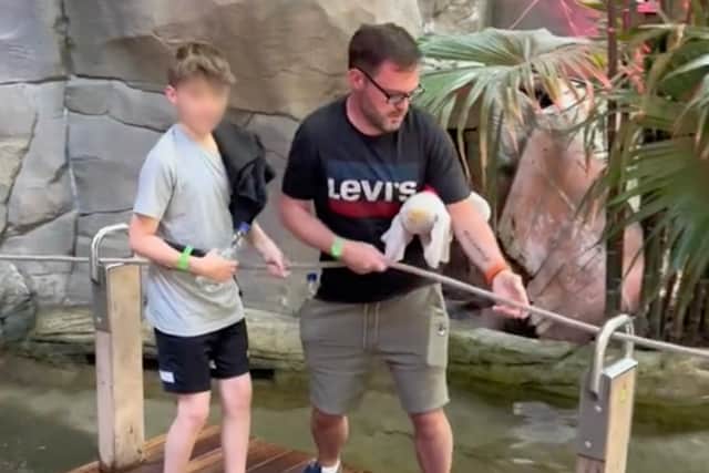 Rebecca’s partner and their kid at Centre Parcs in Belgium.