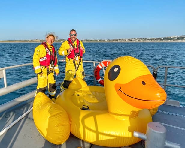 RNLI coastguards with their new apprentice ‘Quackers'