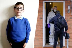 Schoolboy Alfie Steele was heard screaming and begging to be let inside in haunting footage filmed by a neighbour 18 months before he was found dead in a bath, a court heard (Photo: SWNS)