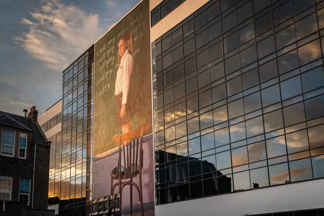 Titled “The Punishment”, Spanish artist Slim Safont’s striking mural is among Nuart Aberdeen’s best.