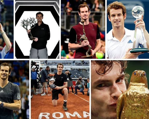 Some of the many trophies won by Scotland's Andy Murray during his glittering career.