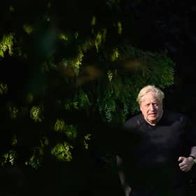 Former British Prime Minister Boris Johnson is seen on his morning run on June 15, 2023 in Brightwell-cum-Sotwell, England. The Privileges Committee has been investigating whether Boris Johnson misled parliament over breaches of lockdown rules in Downing Street during the Covid-19 pandemic. (Photo by Leon Neal/Getty Images)