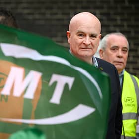 Secretary-General of the National Union of Rail, Maritime and Transport Workers (RMT) Mick Lynch said 20,000 rail workers have voted to strike for three days in July. (Photo by Leon Neal/Getty Images)